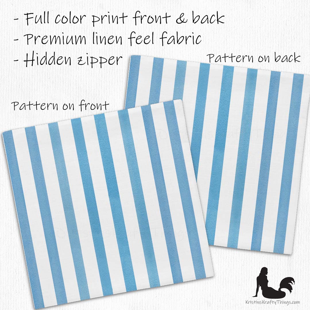 Home - Classic Blue Stripes on White Premium Pillow Case