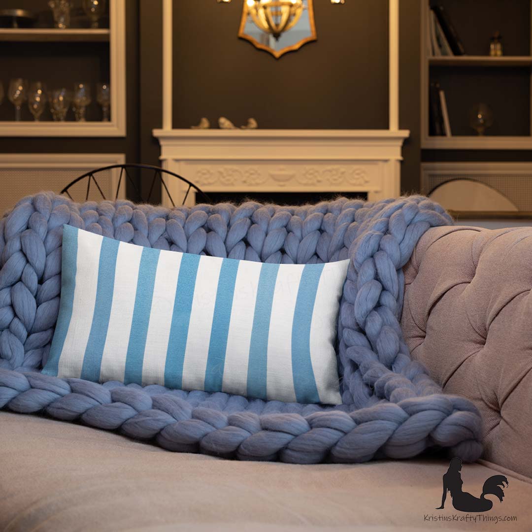 Home - Classic Blue Stripes on White Premium Pillow Case
