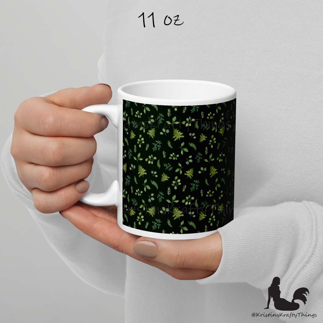 Mug - Botanical Ferns and Leaves Dk Green