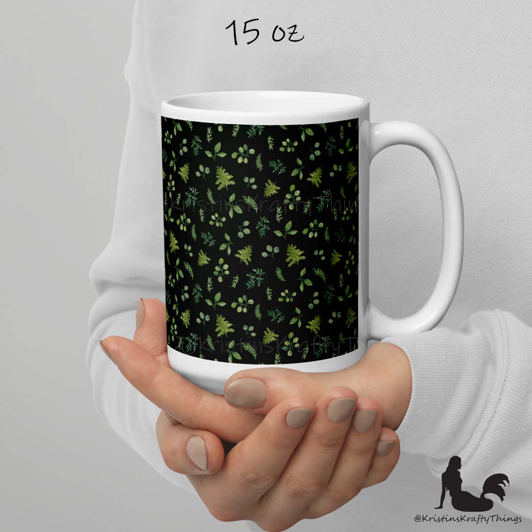 Mug - Botanical Ferns and Leaves Dk Green