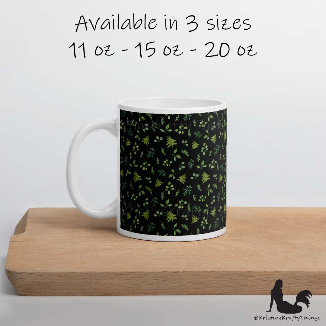 Mug - Botanical Ferns and Leaves Dk Green