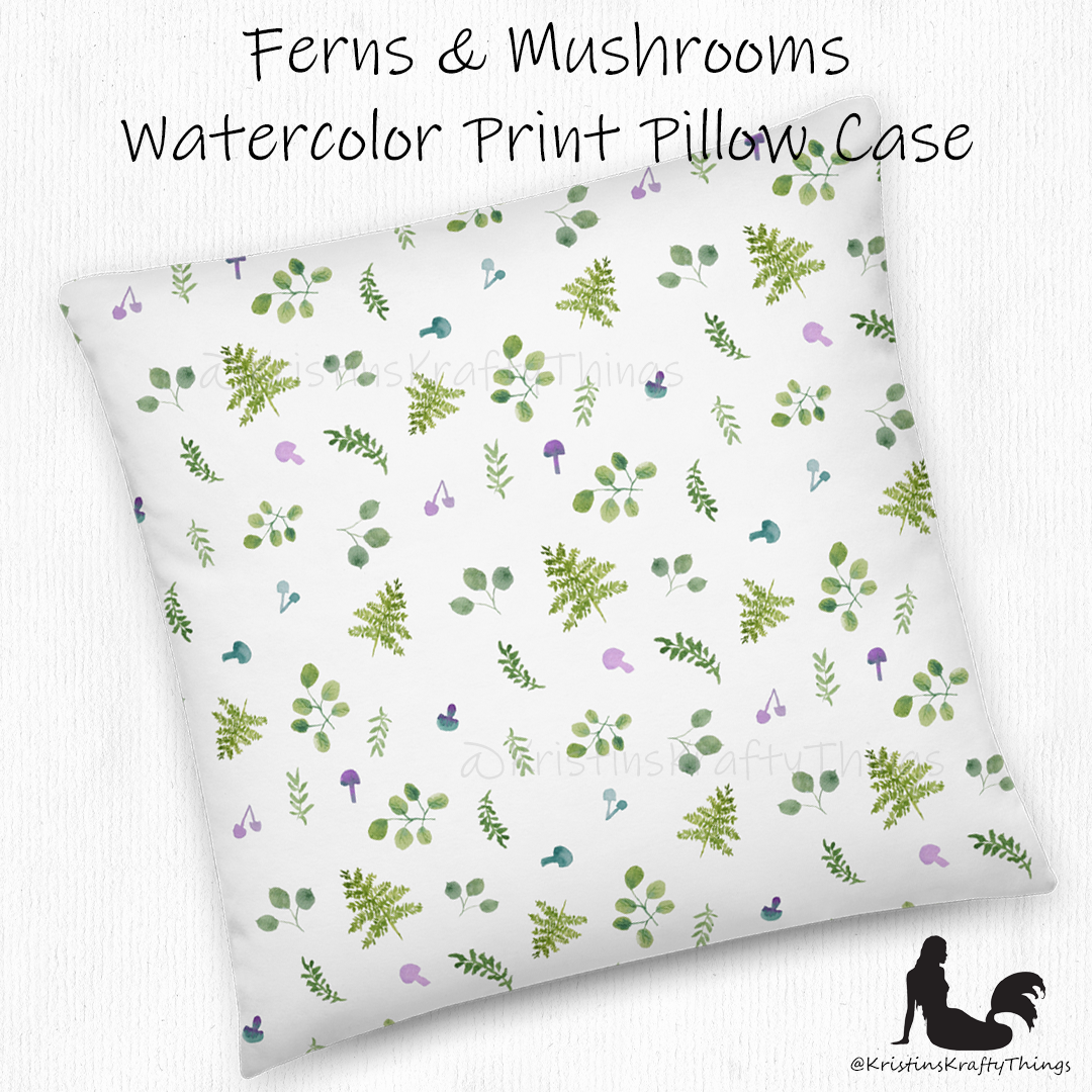 Home - Woodland Ferns and Mushrooms Pillow Case