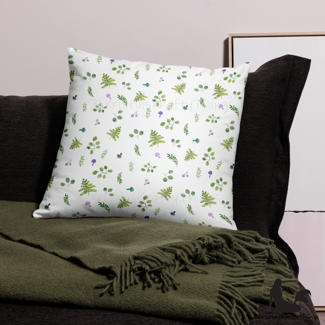 Home - Woodland Ferns and Mushrooms Pillow Case