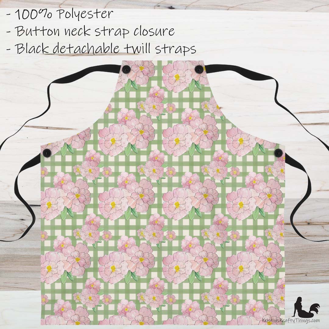 Kitchen - Apron - Pink Gingham Blossoms