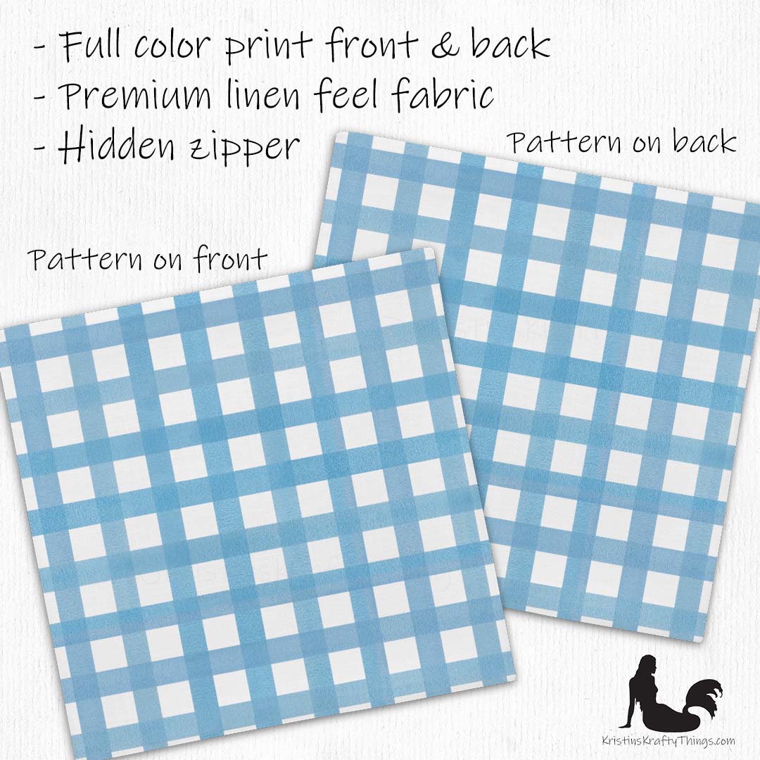 Home - Classic Blue Gingham Checker Premium Pillow Case