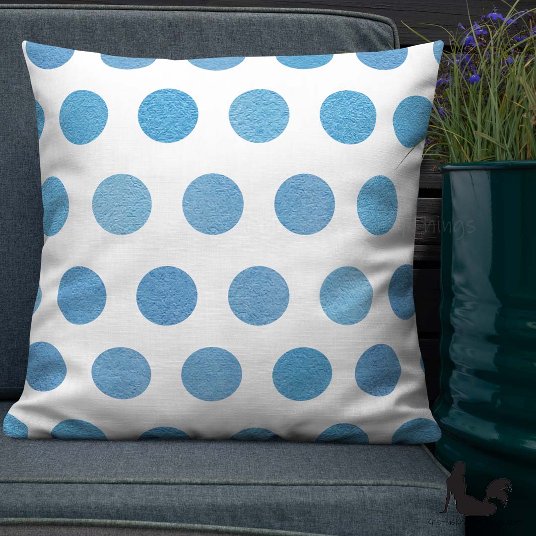 Home - Classic Blue Dots on White Premium Pillow Case