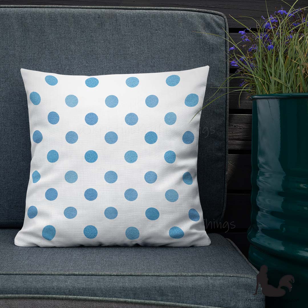 Home - Classic Blue Polka Dot Premium Pillow Case