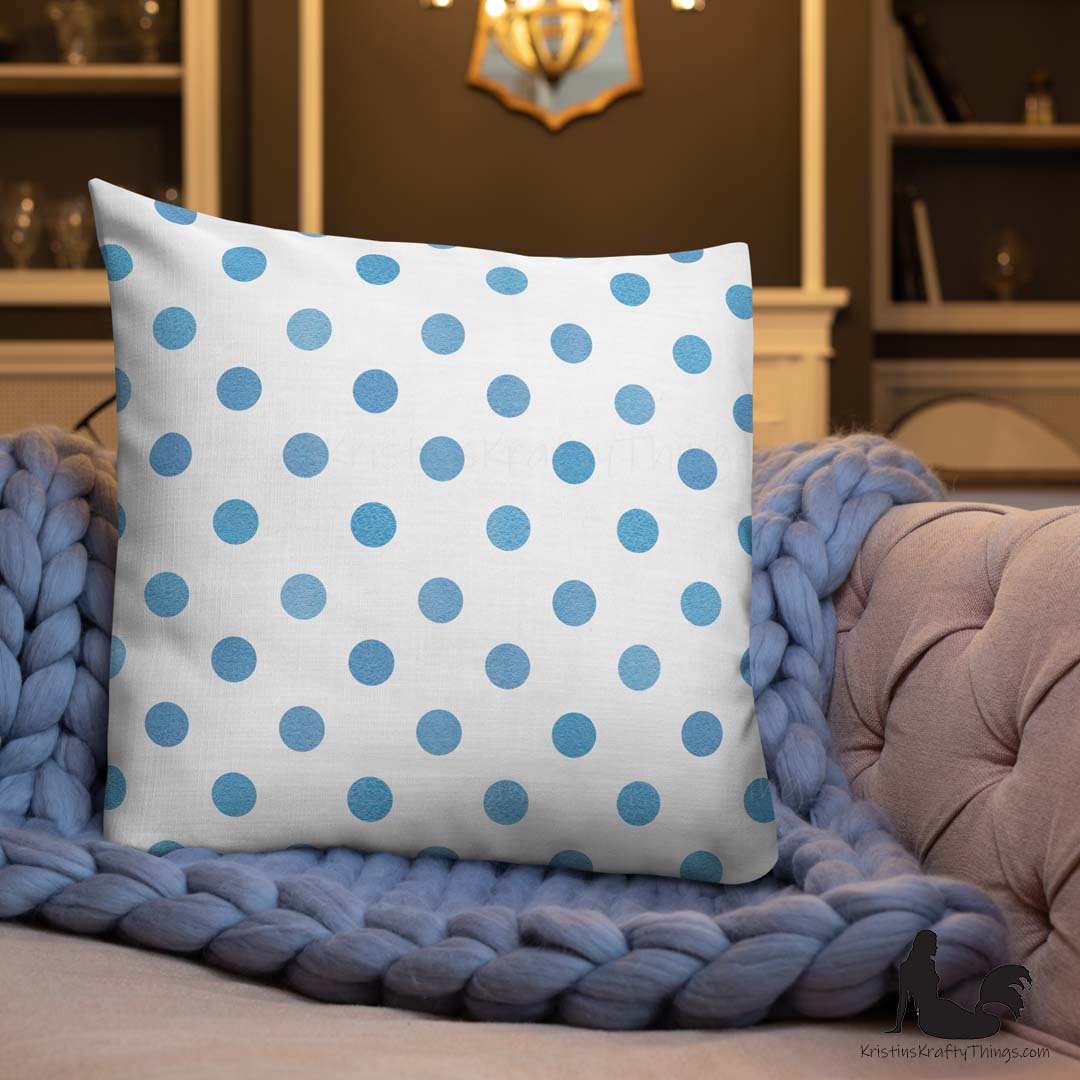 Home - Classic Blue Polka Dot Premium Pillow Case