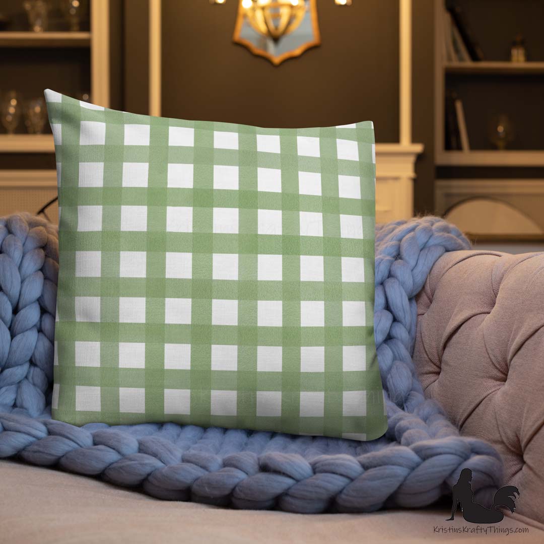 Home - Classic Gingham Green Premium Pillow Case