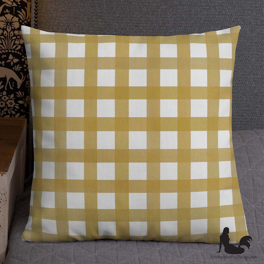 Home - Classic Gingham Mustard Premium Pillow Case