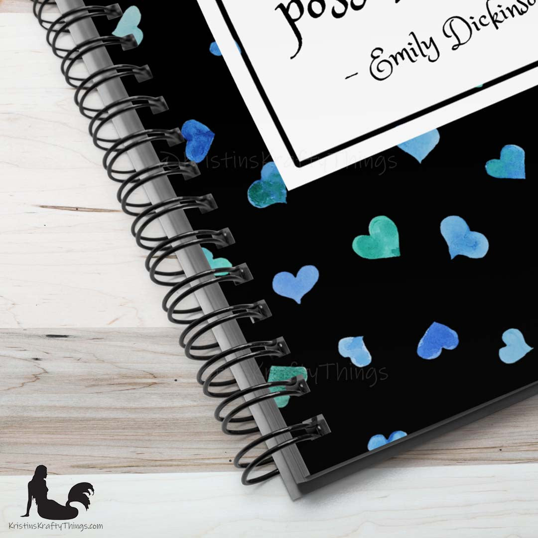 Notebook - Inspirational Love Hearts on Black