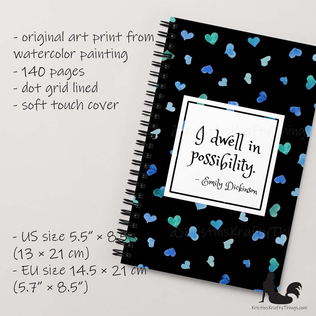 Notebook - Inspirational Love Hearts on Black