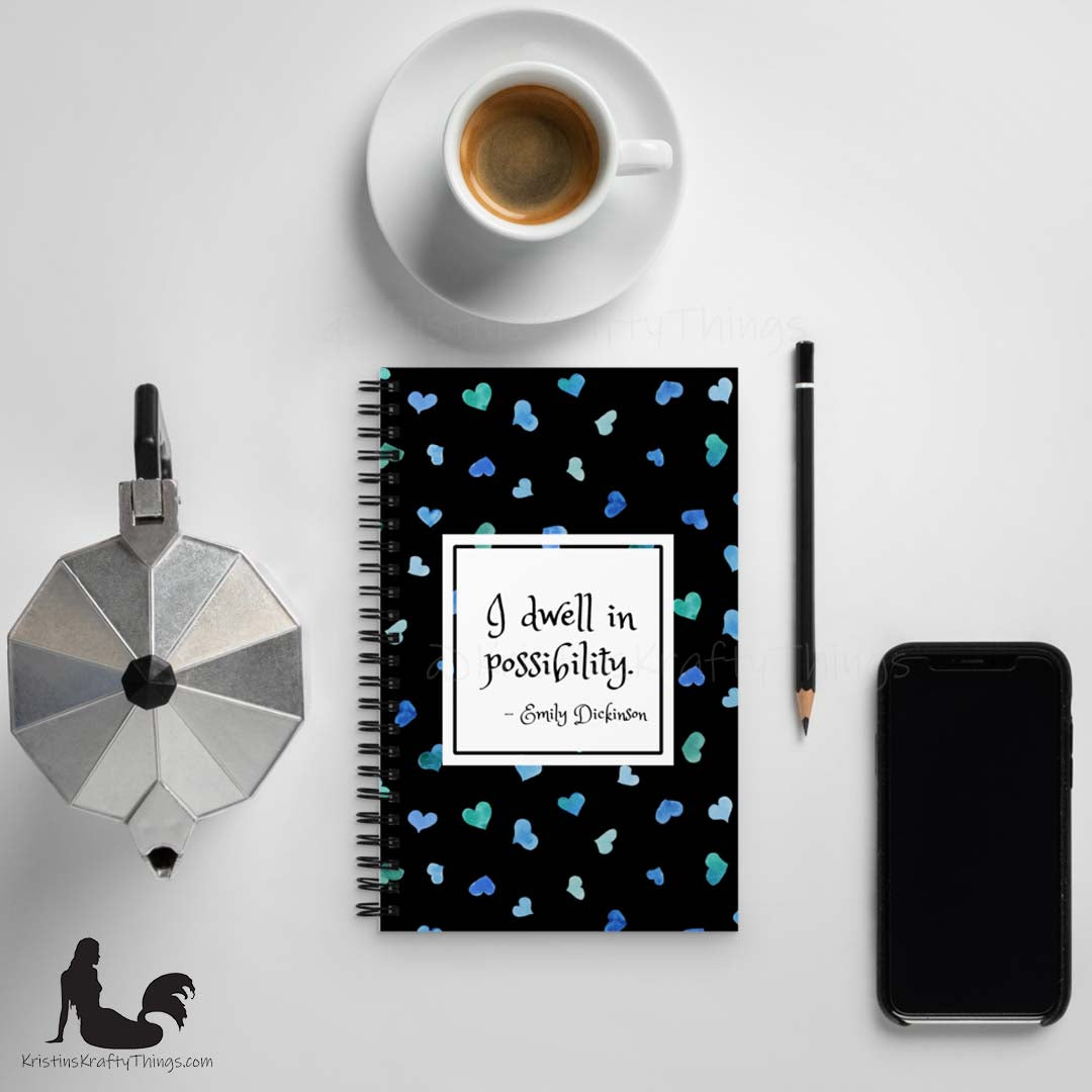 Notebook - Inspirational Love Hearts on Black