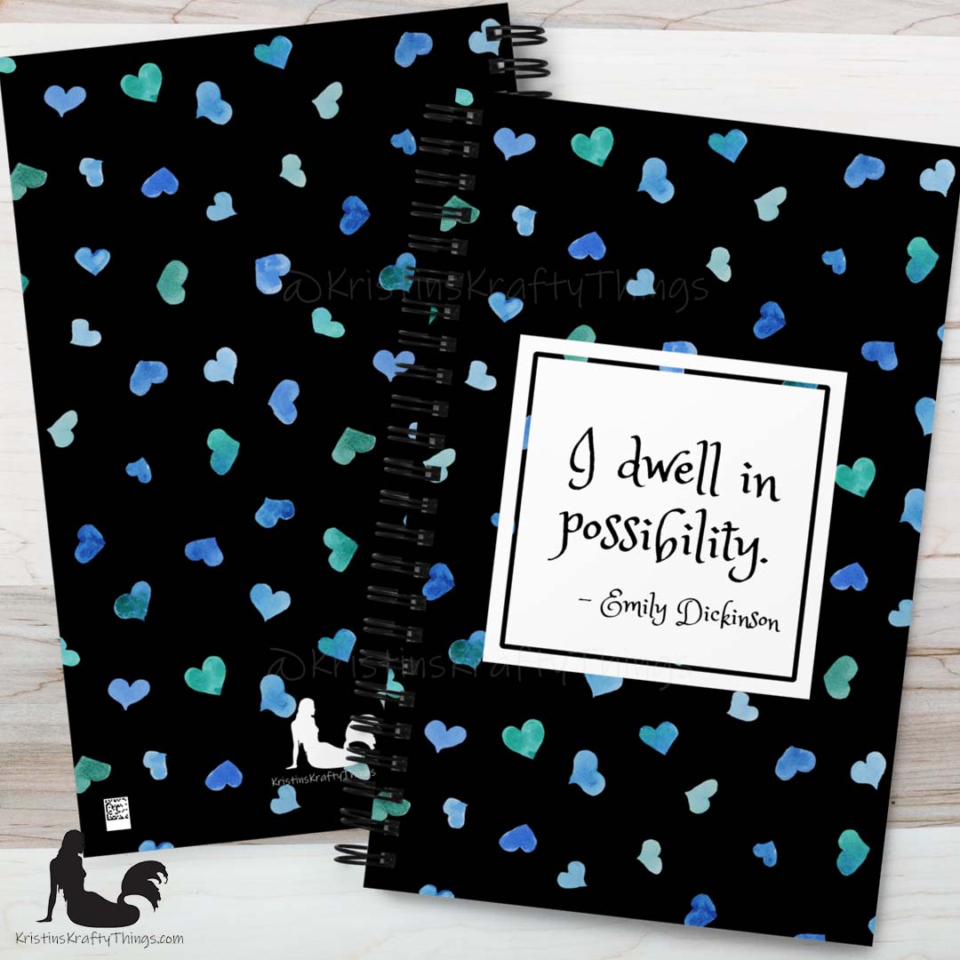 Notebook - Inspirational Love Hearts on Black