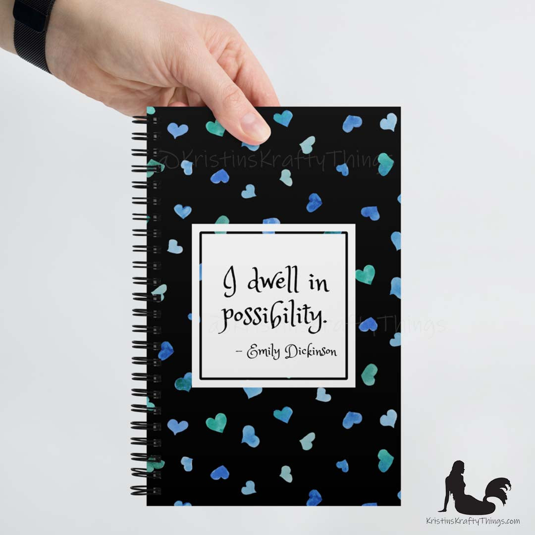 Notebook - Inspirational Love Hearts on Black