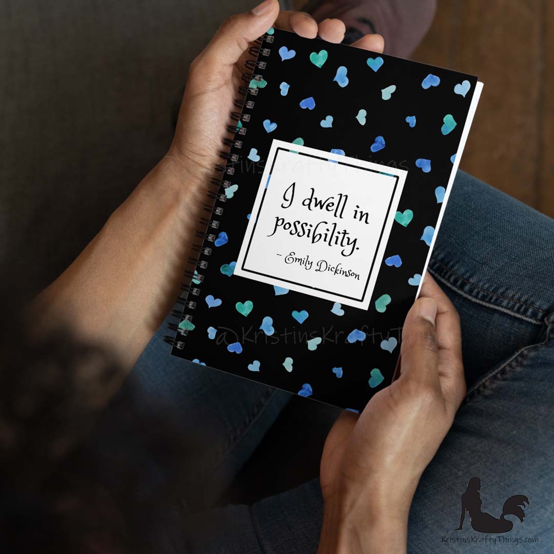 Notebook - Inspirational Love Hearts on Black
