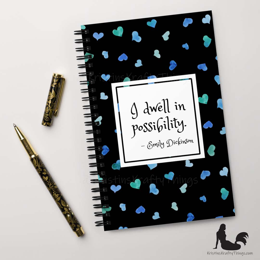 Notebook - Inspirational Love Hearts on Black