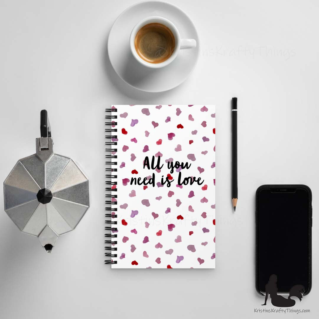 Notebook - All You Need is Love Watercolor Hearts