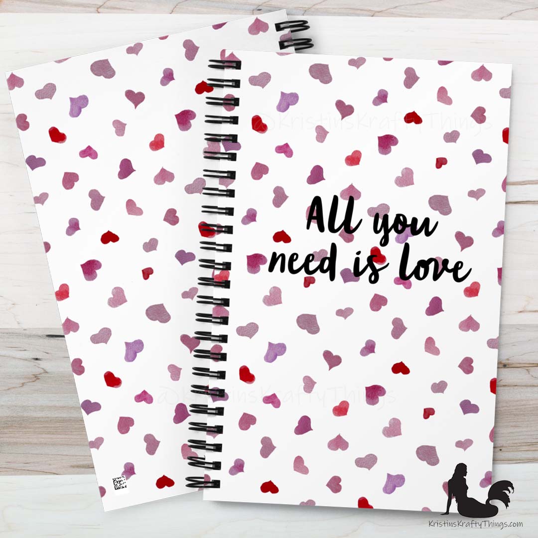 Notebook - All You Need is Love Watercolor Hearts