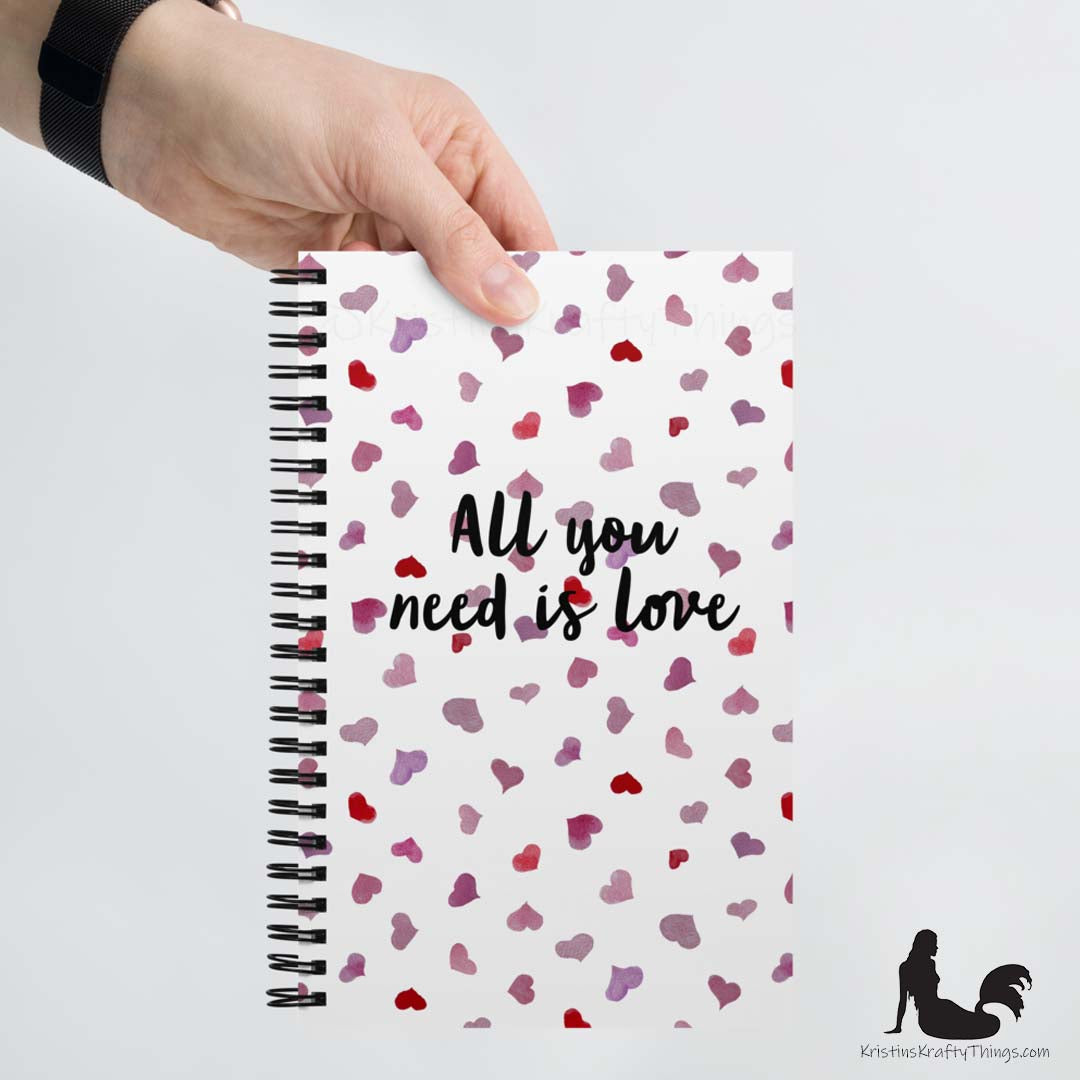 Notebook - All You Need is Love Watercolor Hearts