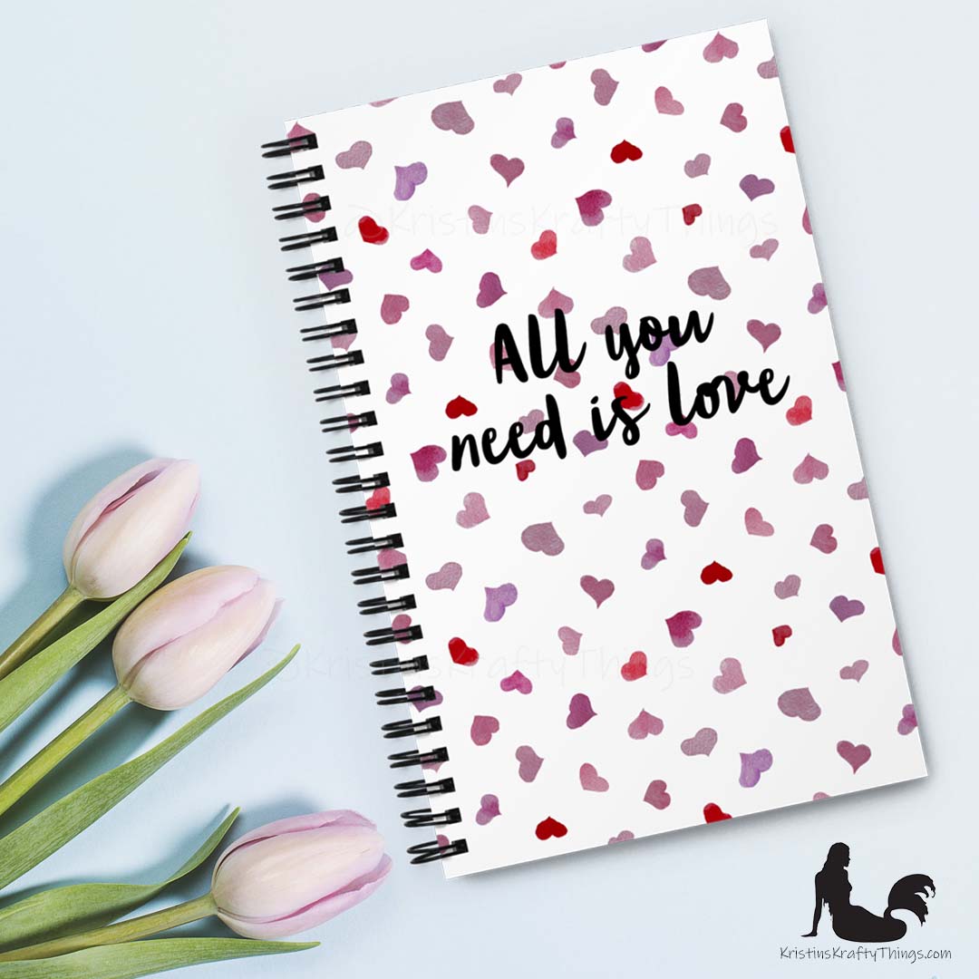 Notebook - All You Need is Love Watercolor Hearts