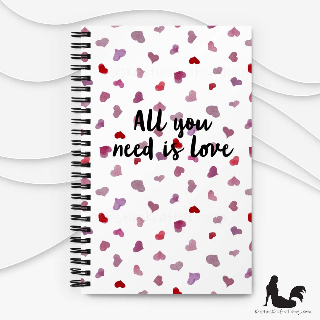 Notebook - All You Need is Love Watercolor Hearts
