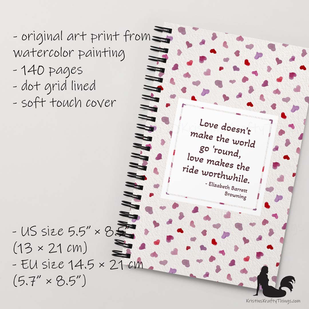 Notebook - Inspirational Quote on Pink Watercolor Hearts