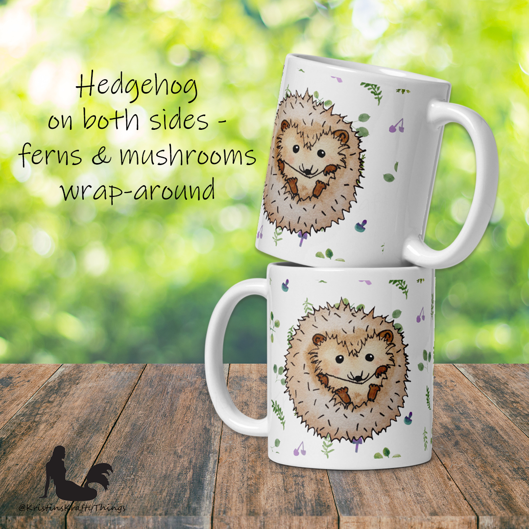 Mug - Hedgehog with Ferns and Mushrooms