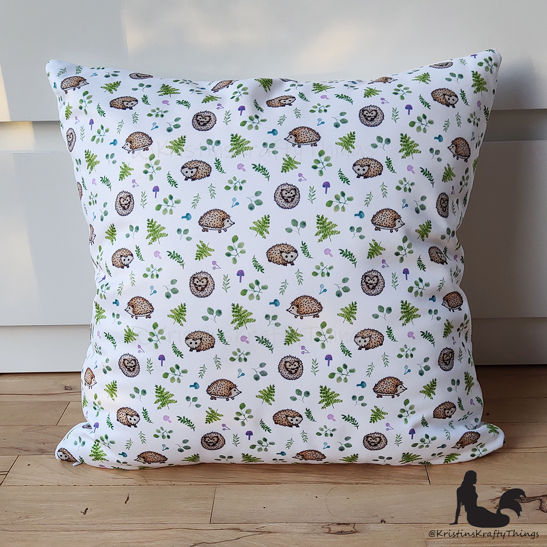 Home - Woodland Hedgehogs with Ferns and Mushrooms Pillow Case