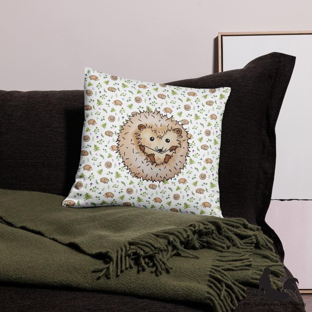 Home - Woodland Hedgehogs with Ferns and Mushrooms Pillow Case