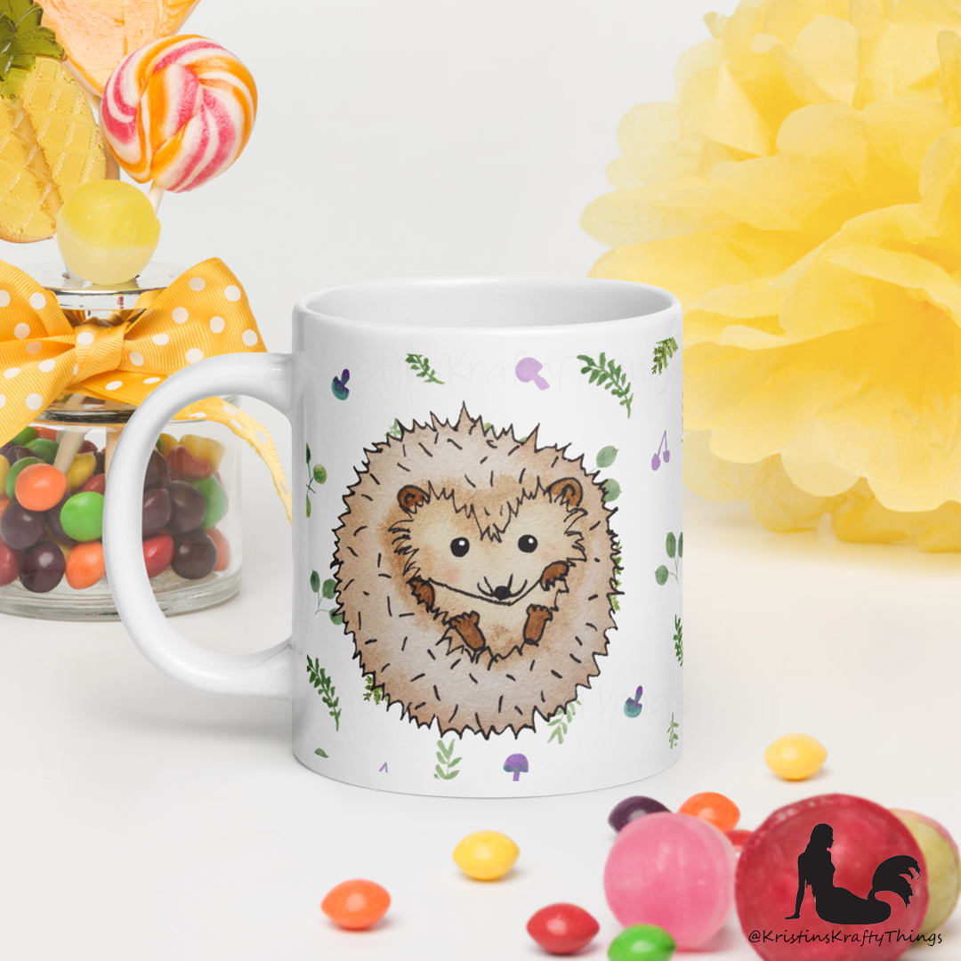 Mug - Hedgehog with Ferns and Mushrooms