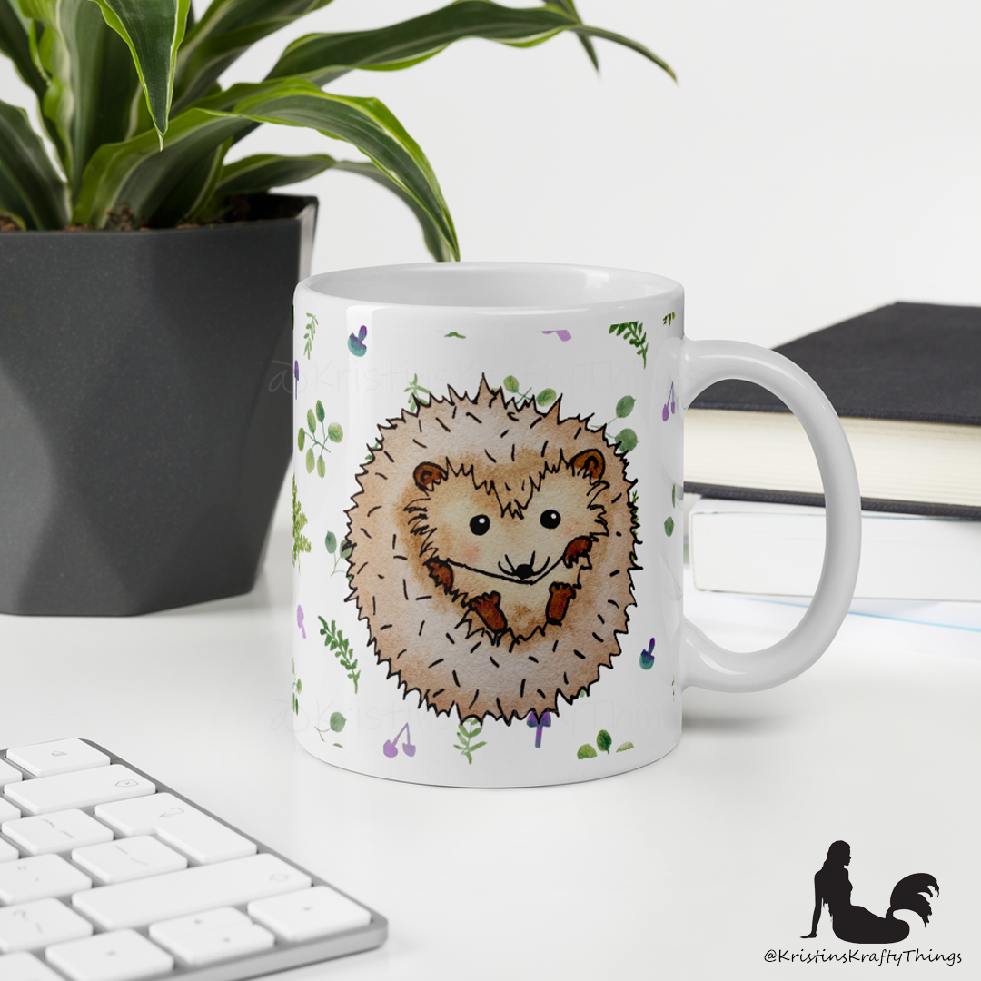 Mug - Hedgehog with Ferns and Mushrooms