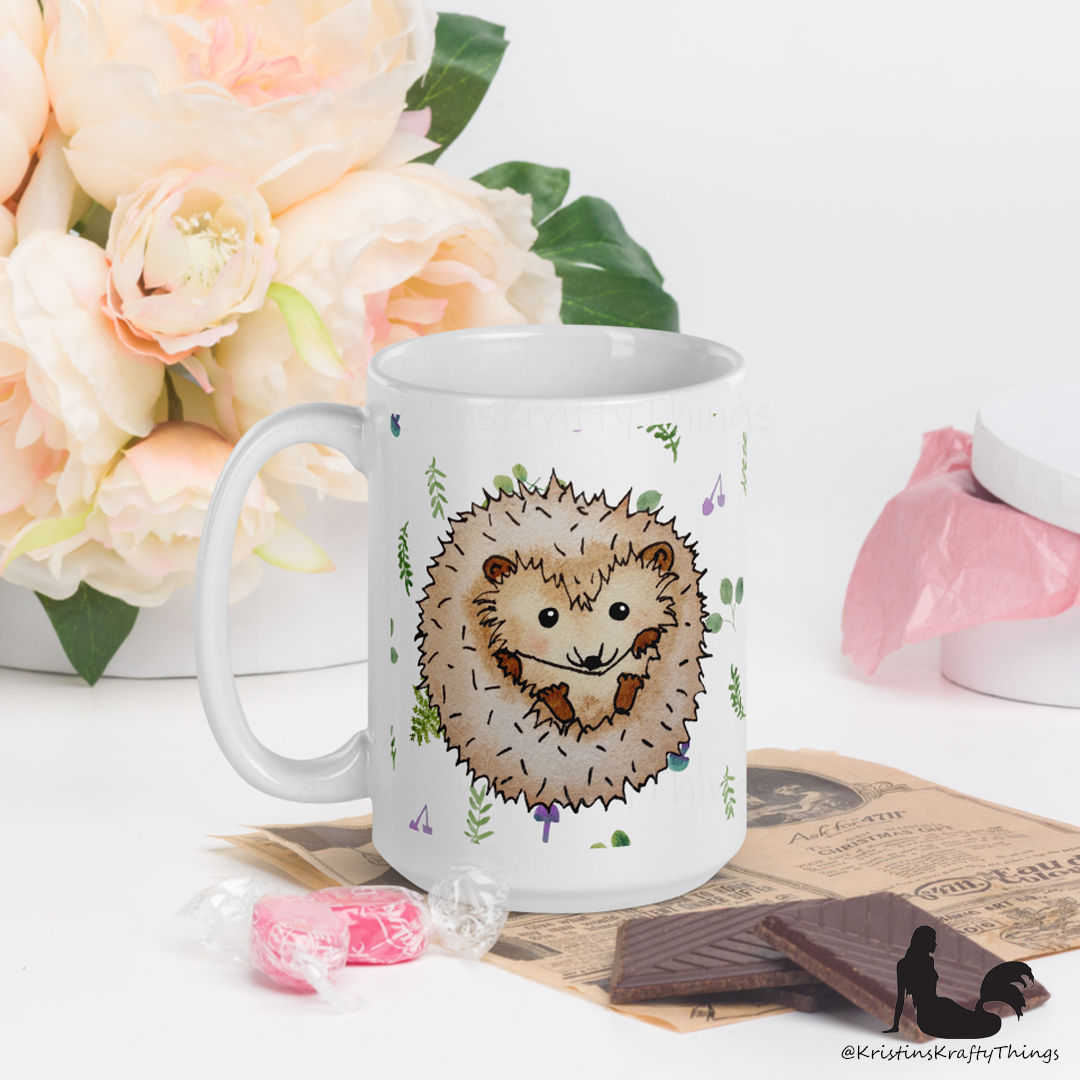 Mug - Hedgehog with Ferns and Mushrooms