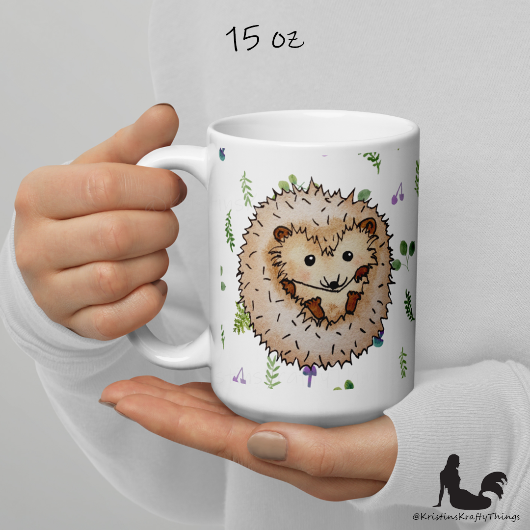 Mug - Hedgehog with Ferns and Mushrooms