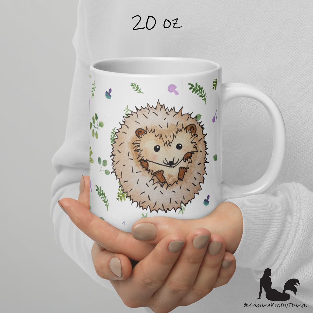 Mug - Hedgehog with Ferns and Mushrooms