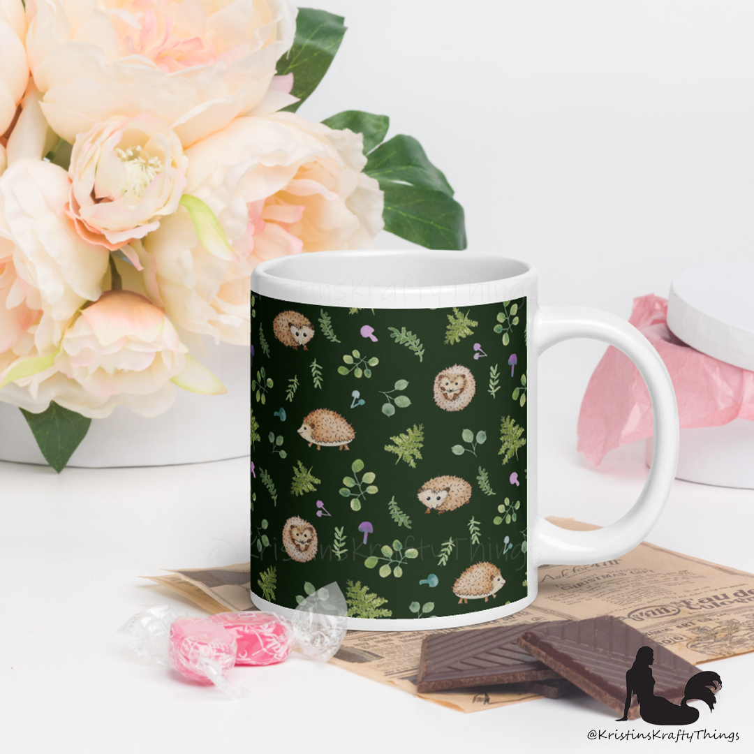 Mug - Woodland Hedgehogs with Ferns and Mushrooms