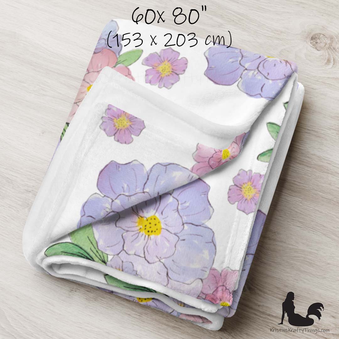 Throw Blanket - Lavender Flower Bouquet Fleece Blanket