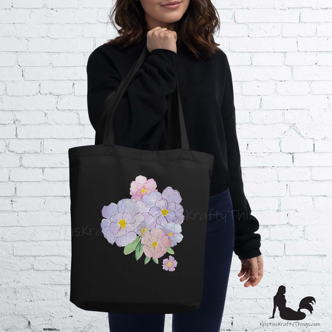 Cotton Eco Tote Bag - Watercolor Floral Bouquet Art Print