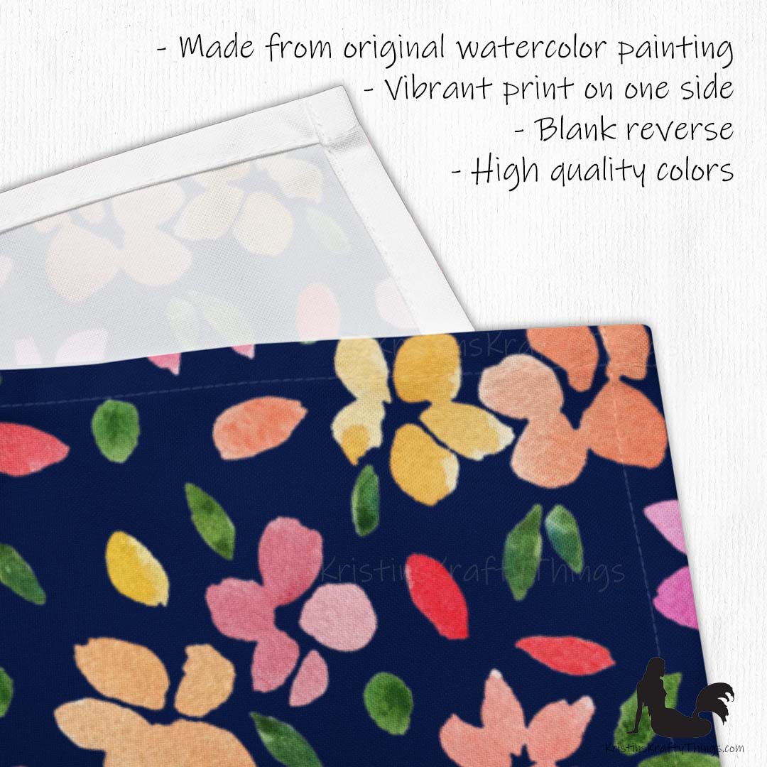Dining - Spring Flowers on Navy Cloth Napkin Set of 4