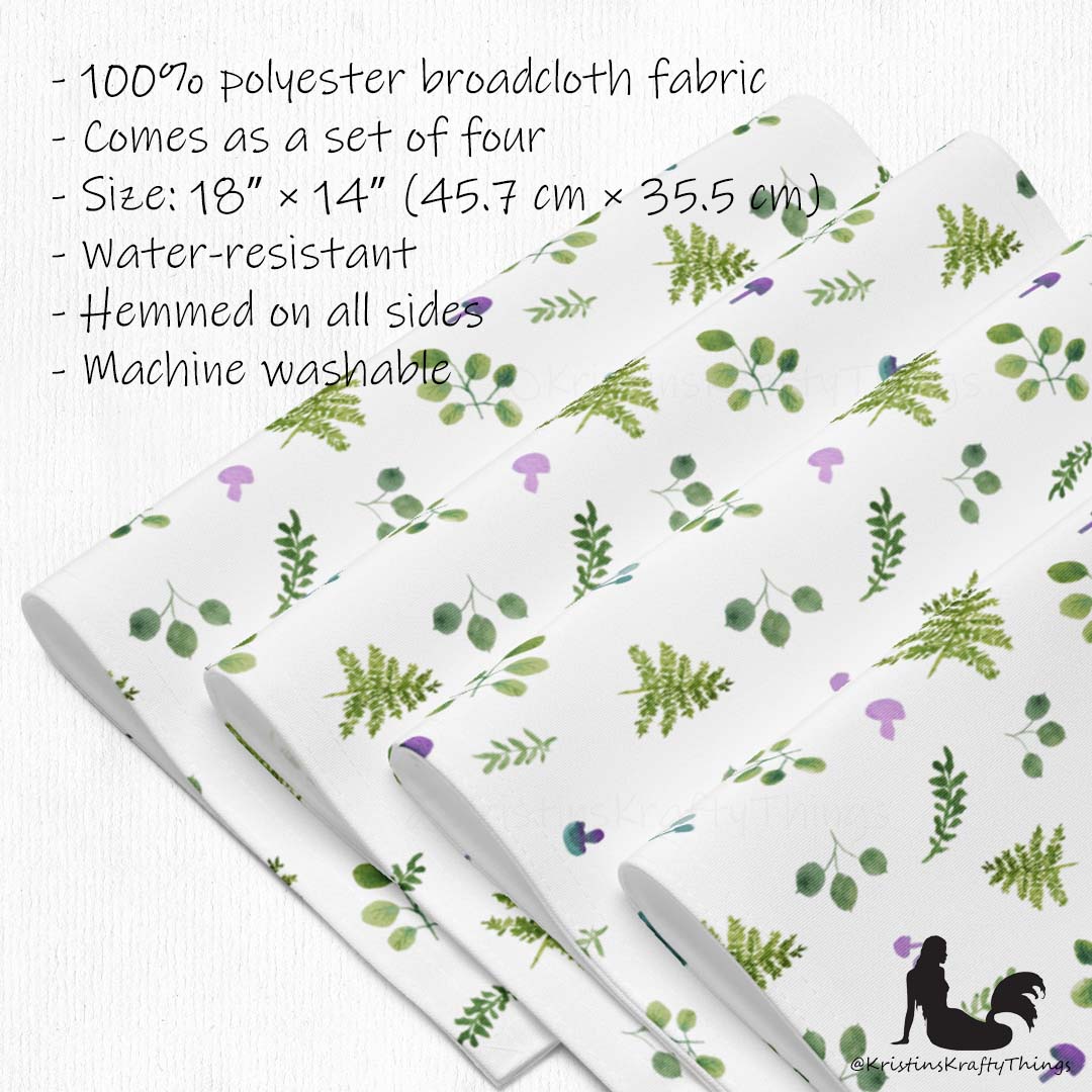 Dining - Woodland Ferns and Mushrooms White Placemat Set