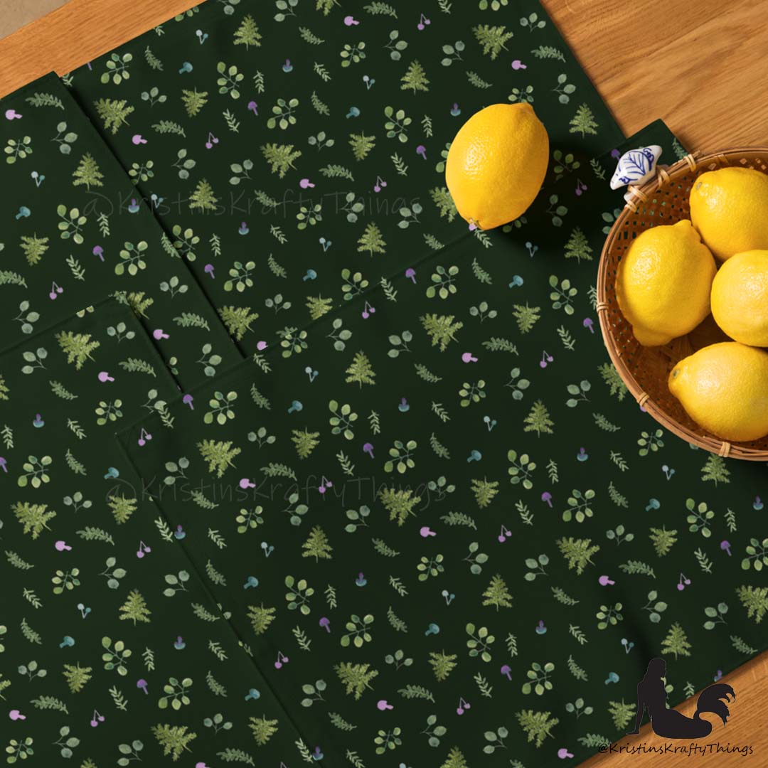 Dining - Woodland Ferns and Mushrooms Dk Green Placemat Set
