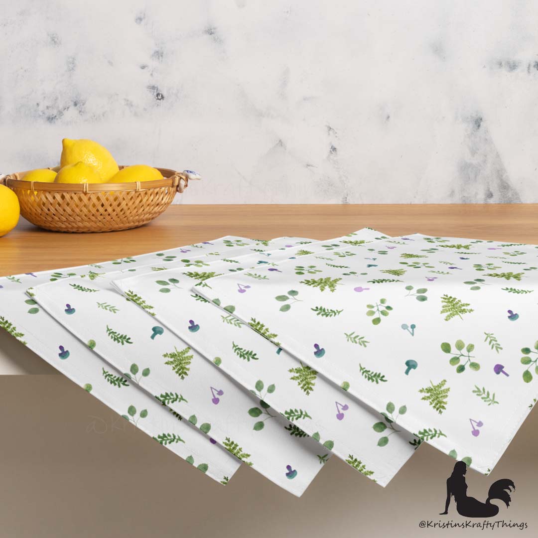 Dining - Woodland Ferns and Mushrooms White Placemat Set