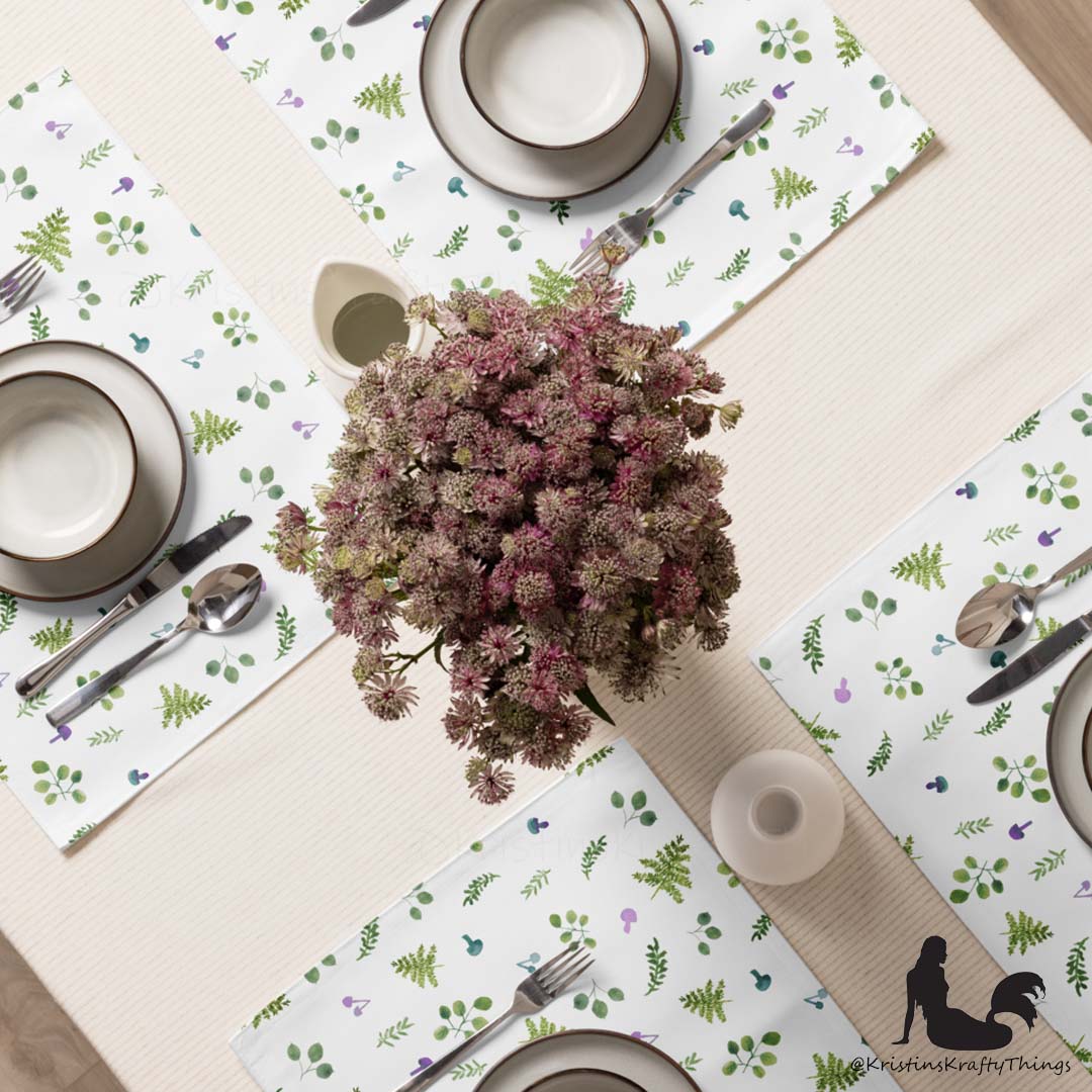 Dining - Woodland Ferns and Mushrooms White Placemat Set