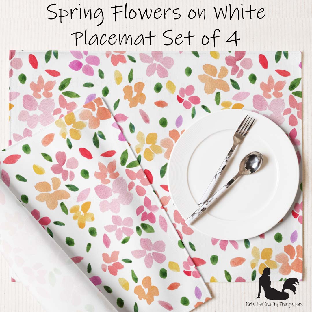 Dining - Spring Flowers on White Placemat Set of 4