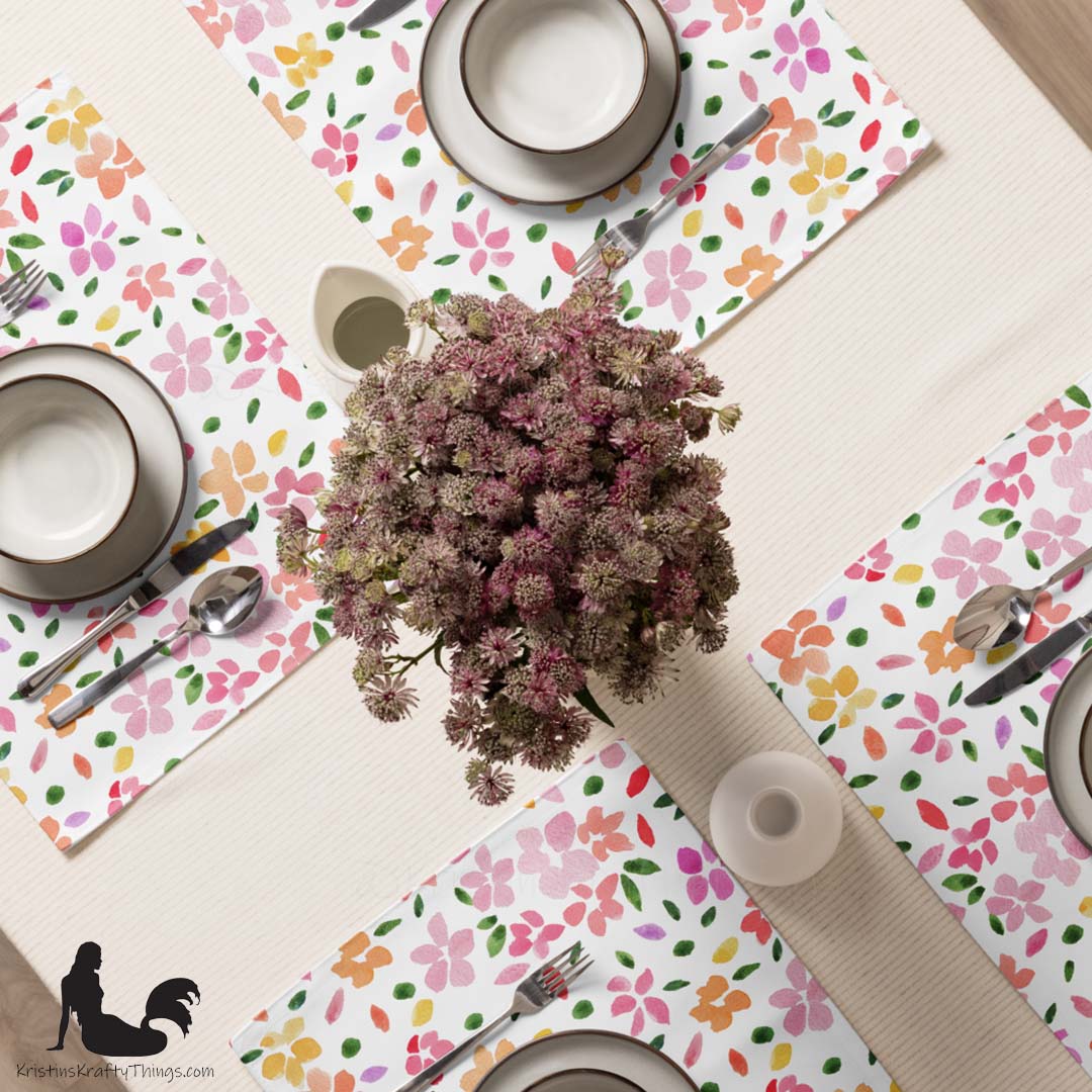 Dining - Spring Flowers on White Placemat Set of 4