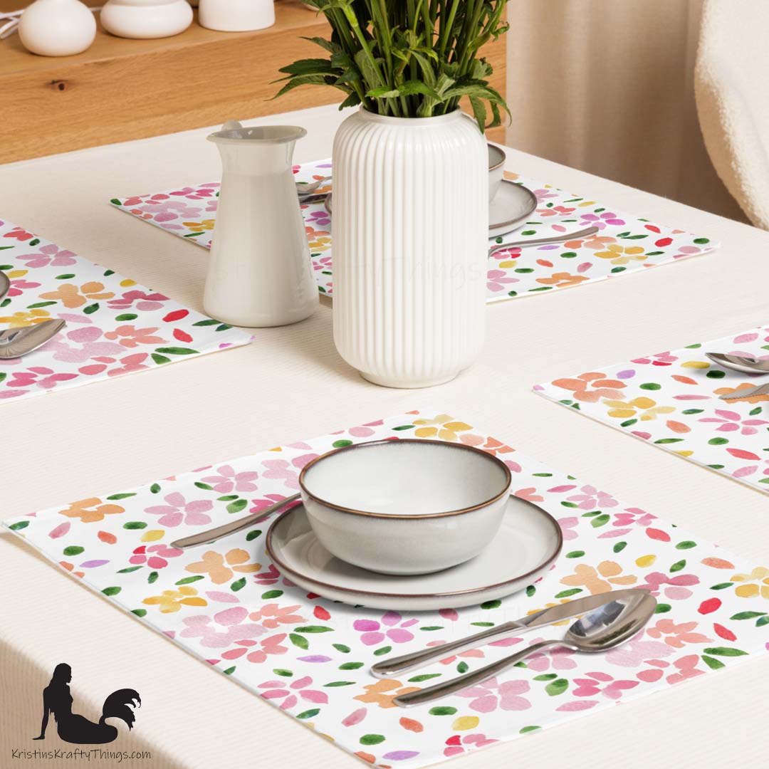 Dining - Spring Flowers on White Placemat Set of 4