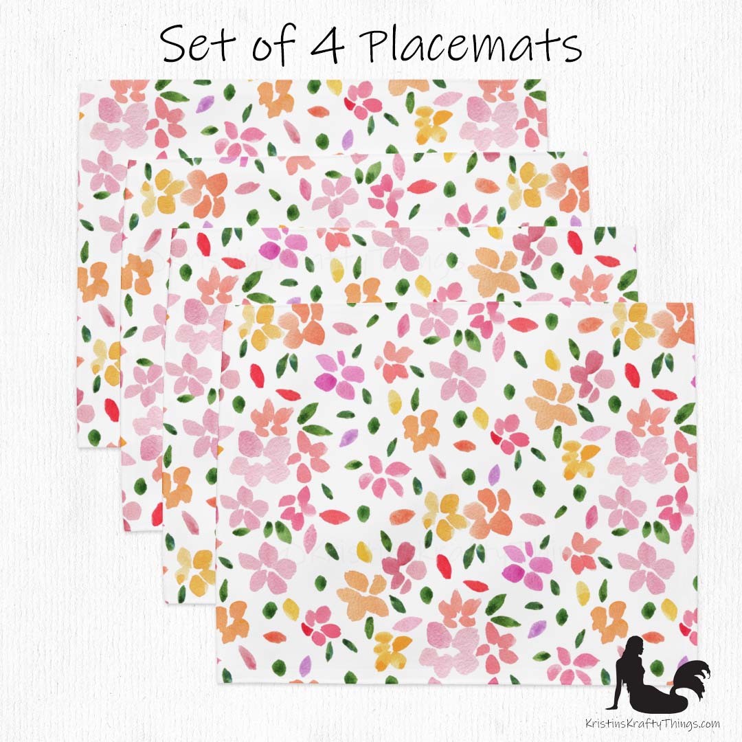 Dining - Spring Flowers on White Placemat Set of 4