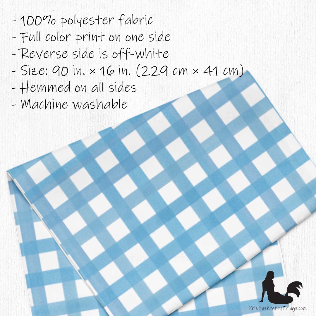 Dining - Blue Gingham on White Table Runner