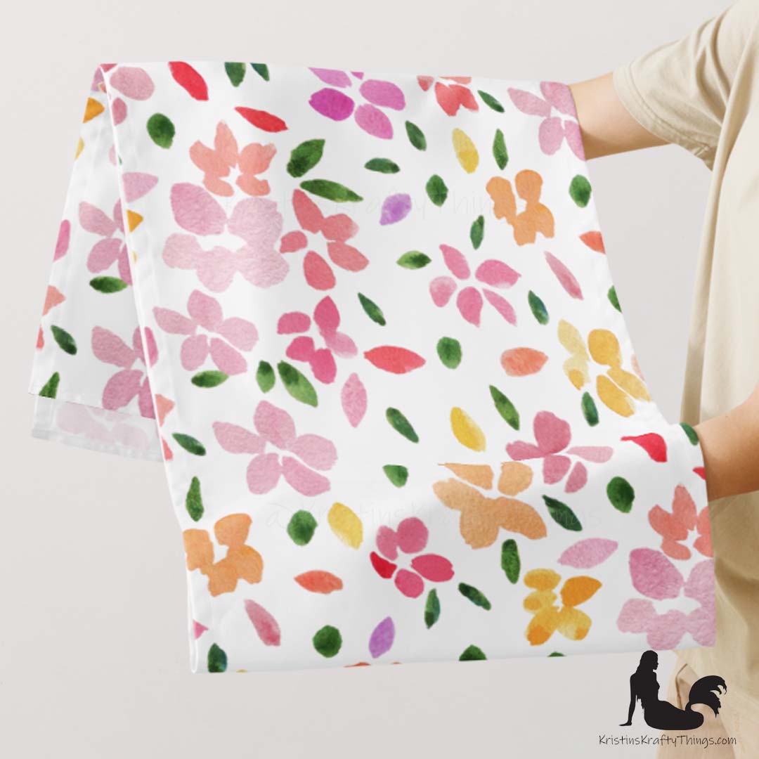 Dining - Spring Flowers on White Table Runner