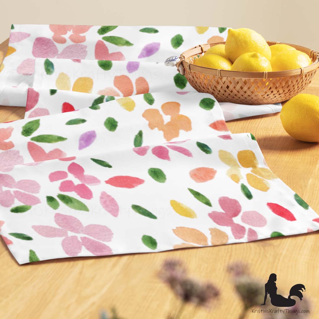Dining - Spring Flowers on White Table Runner
